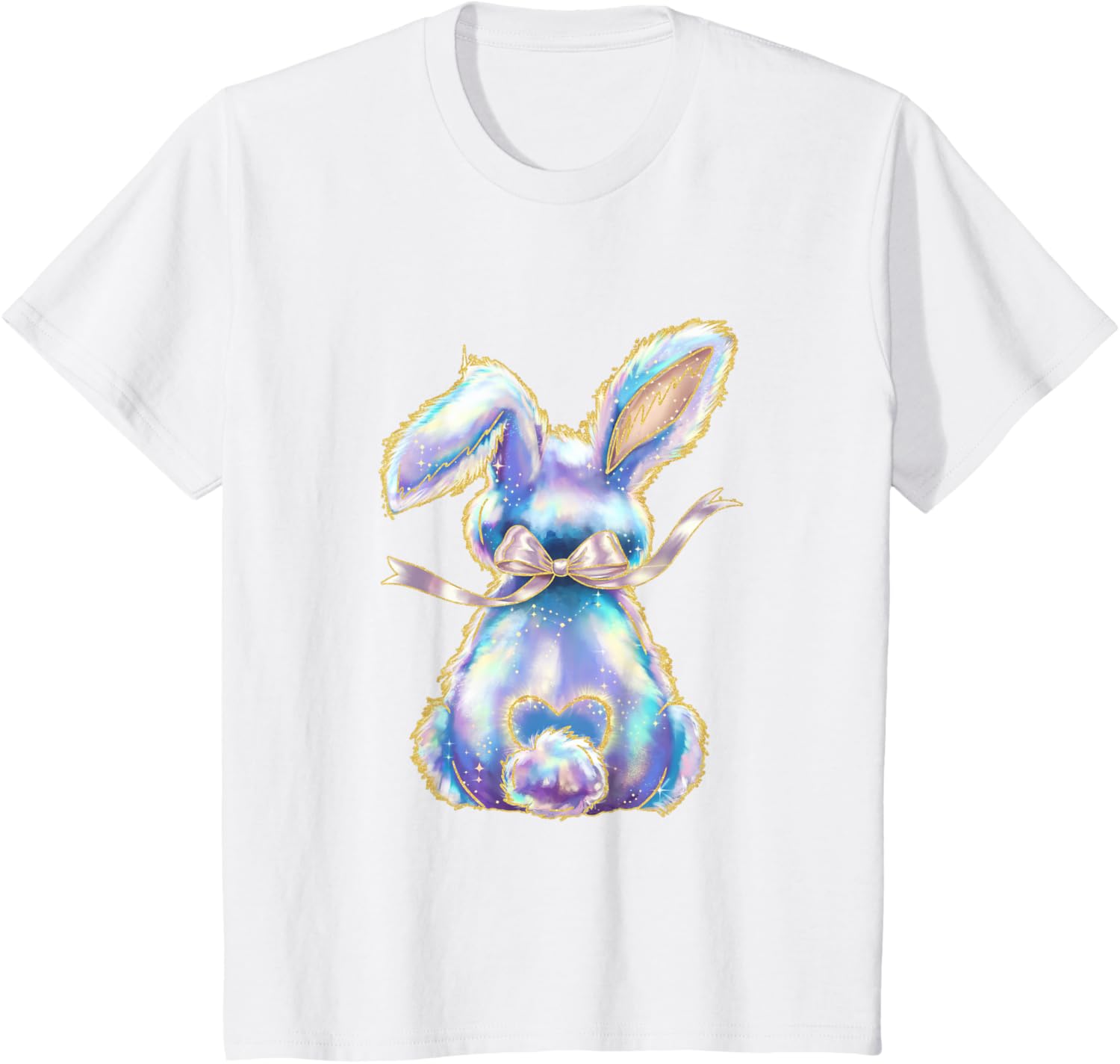 Happy Easter Day Cute Bunny Brushstroke Coquette Bow Girl T-Shirt