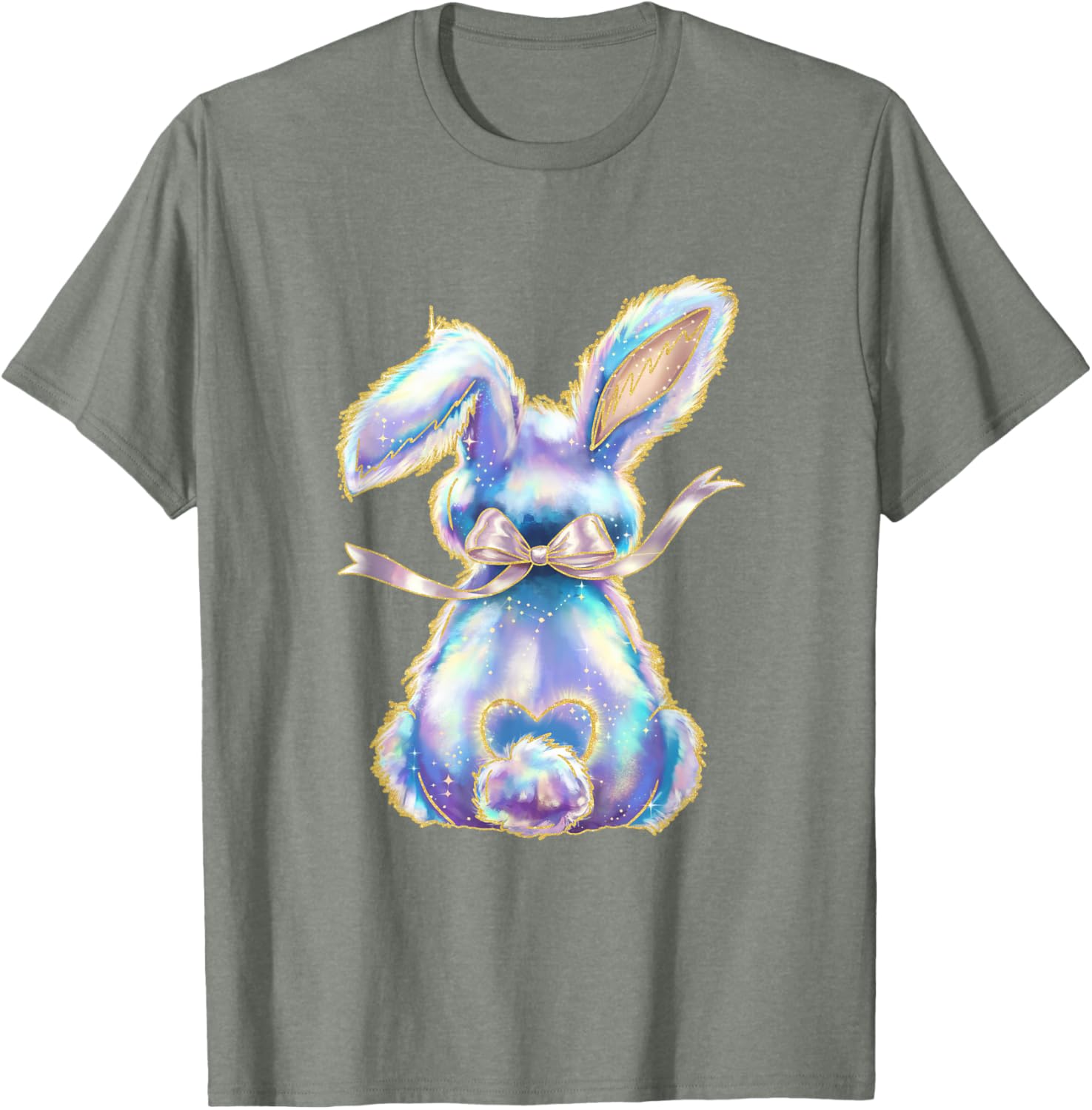 Happy Easter Day Cute Bunny Brushstroke Coquette Bow Girl T-Shirt