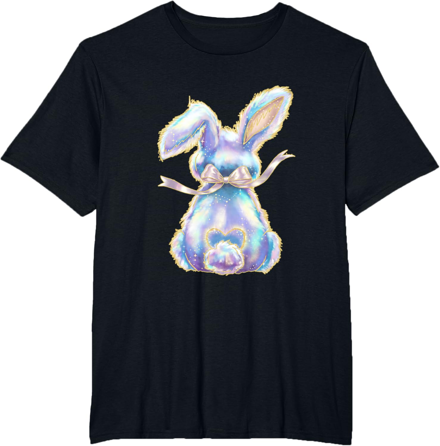 Happy Easter Day Cute Bunny Brushstroke Coquette Bow Girl T-Shirt