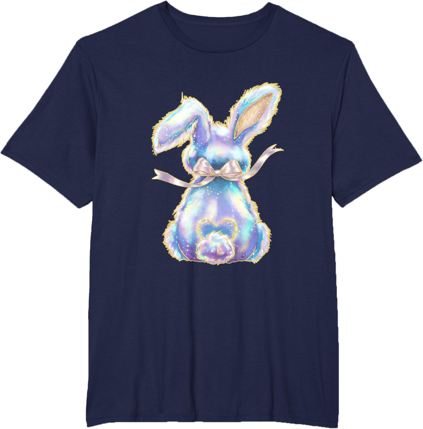 Happy Easter Day Cute Bunny Brushstroke Coquette Bow Girl T-Shirt