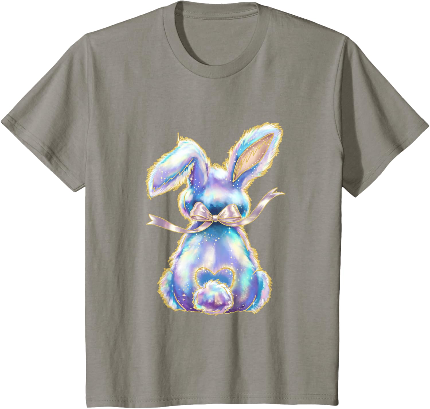 Happy Easter Day Cute Bunny Brushstroke Coquette Bow Girl T-Shirt