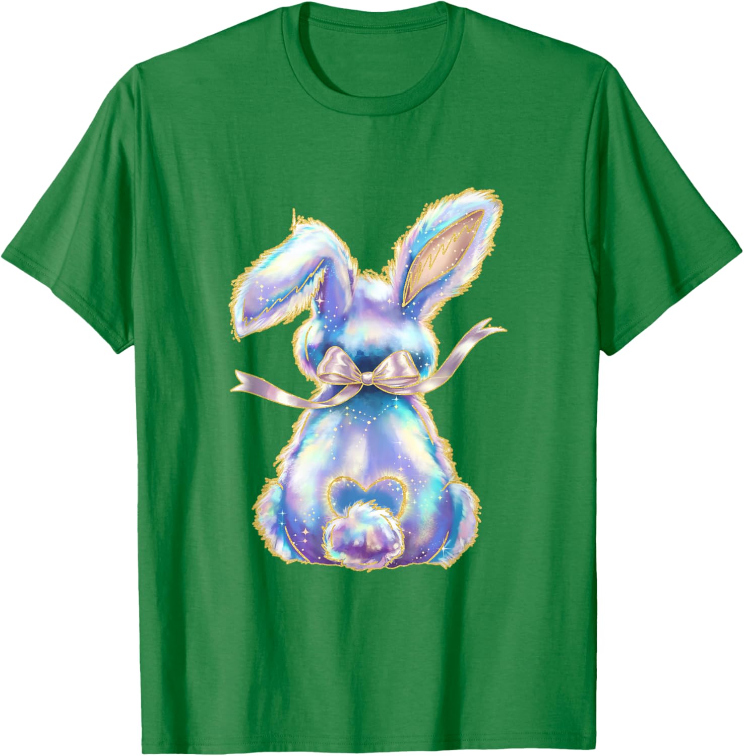 Happy Easter Day Cute Bunny Brushstroke Coquette Bow Girl T-Shirt