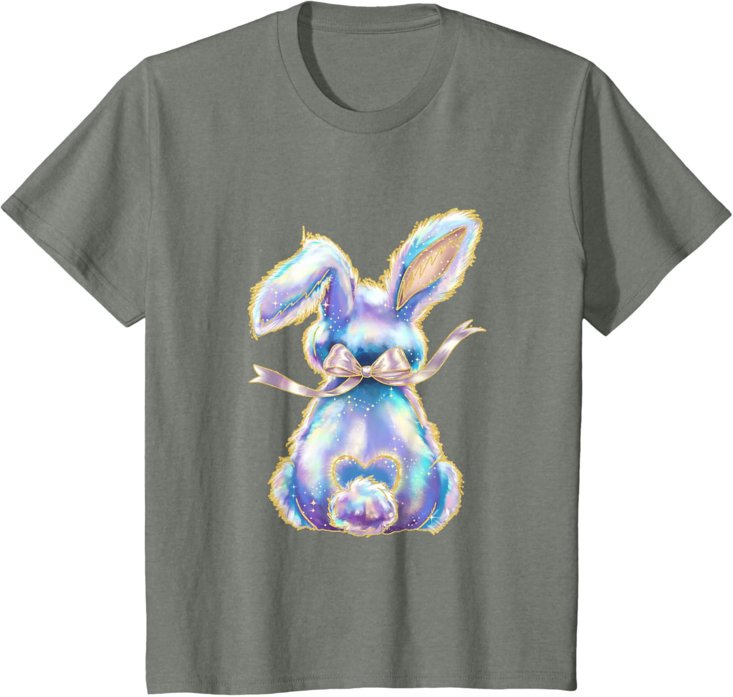 Happy Easter Day Cute Bunny Brushstroke Coquette Bow Girl T-Shirt