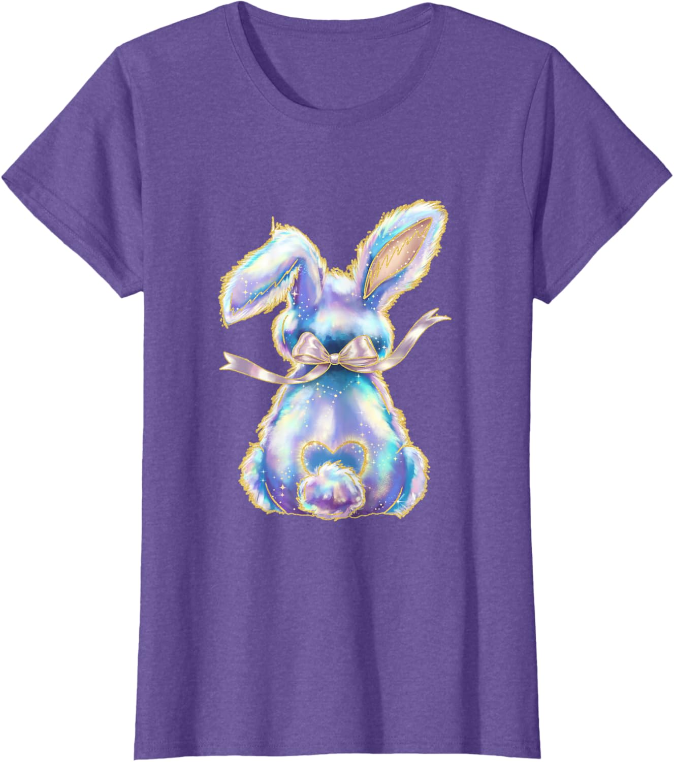 Happy Easter Day Cute Bunny Brushstroke Coquette Bow Girl T-Shirt