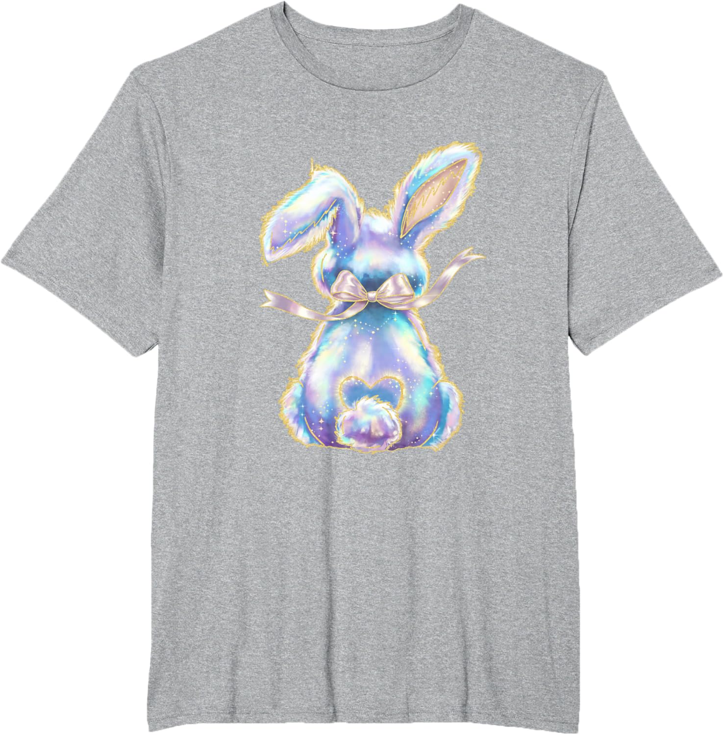 Happy Easter Day Cute Bunny Brushstroke Coquette Bow Girl T-Shirt