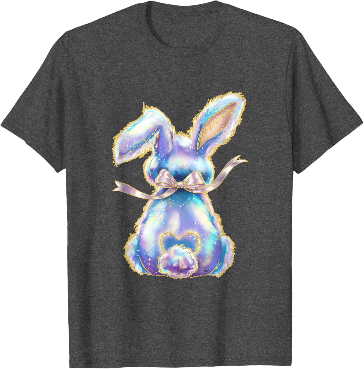 Happy Easter Day Cute Bunny Brushstroke Coquette Bow Girl T-Shirt