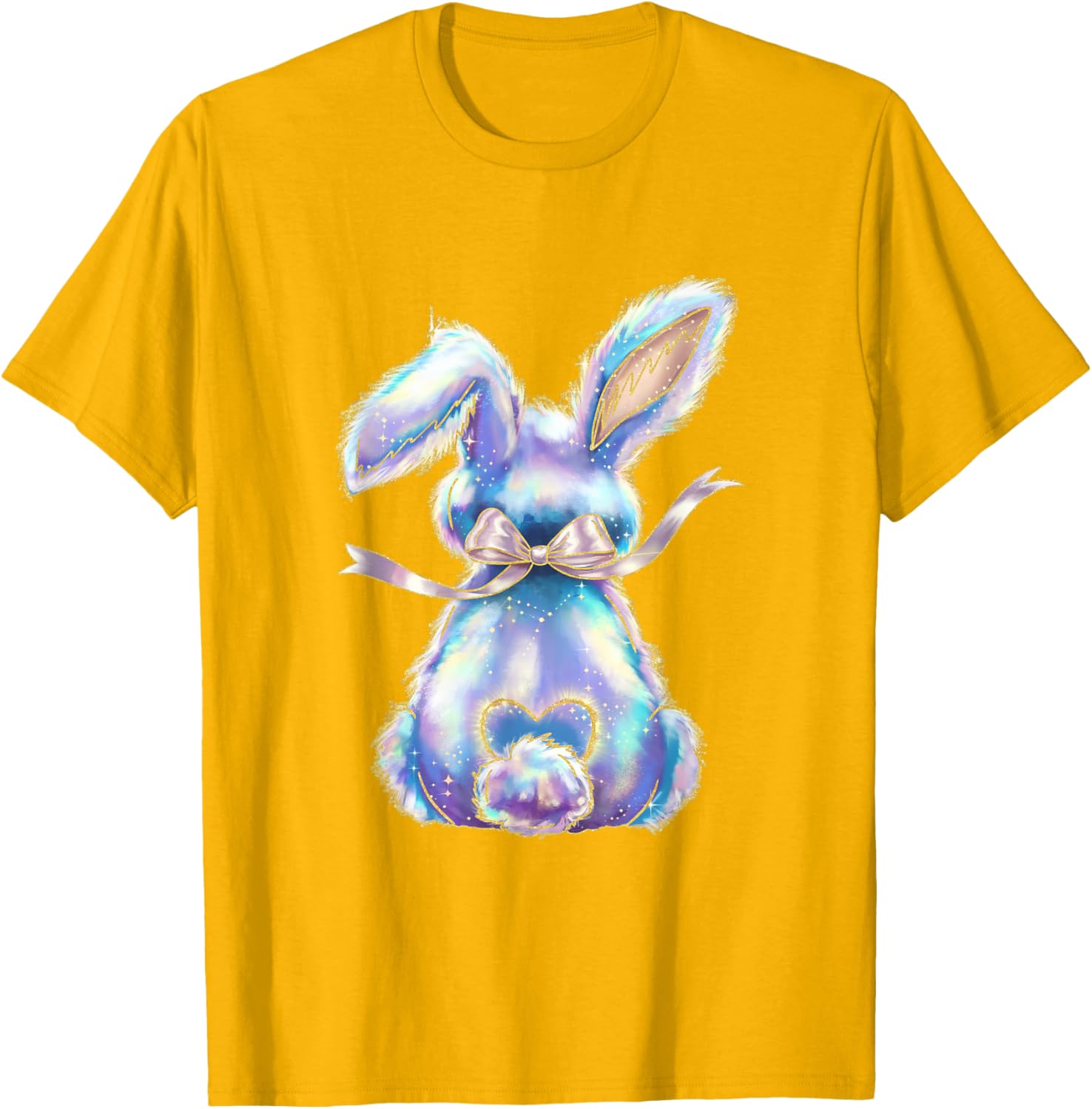 Happy Easter Day Cute Bunny Brushstroke Coquette Bow Girl T-Shirt