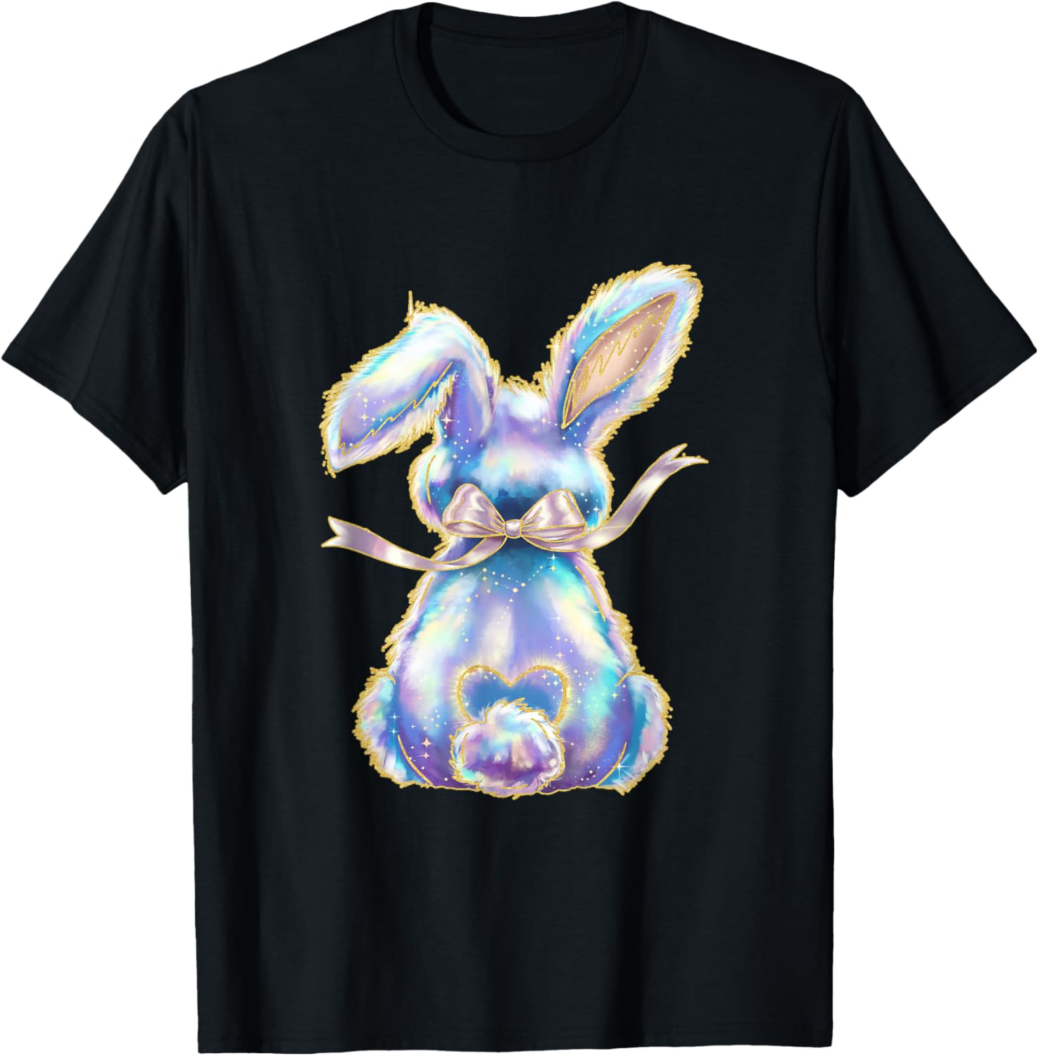 Happy Easter Day Cute Bunny Brushstroke Coquette Bow Girl T-Shirt