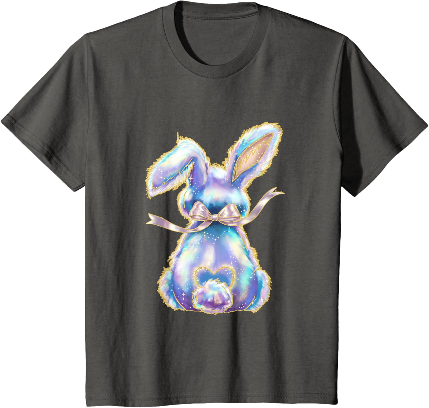 Happy Easter Day Cute Bunny Brushstroke Coquette Bow Girl T-Shirt