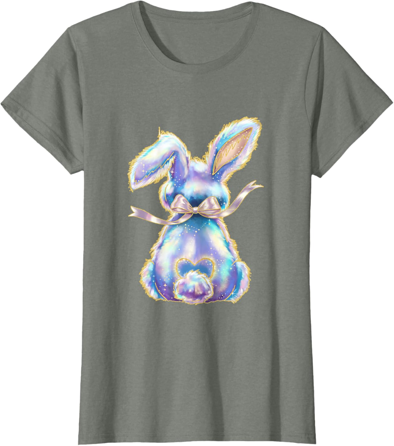 Happy Easter Day Cute Bunny Brushstroke Coquette Bow Girl T-Shirt