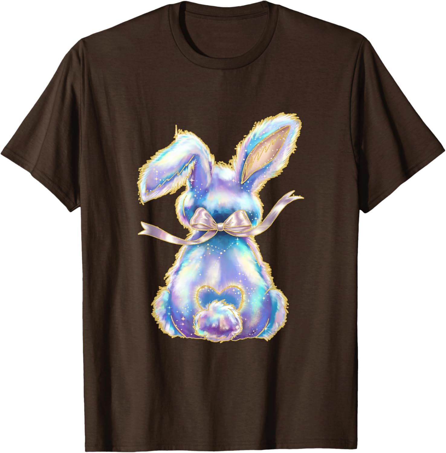 Happy Easter Day Cute Bunny Brushstroke Coquette Bow Girl T-Shirt