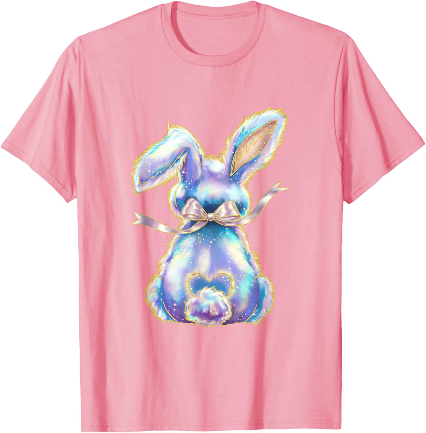 Happy Easter Day Cute Bunny Brushstroke Coquette Bow Girl T-Shirt