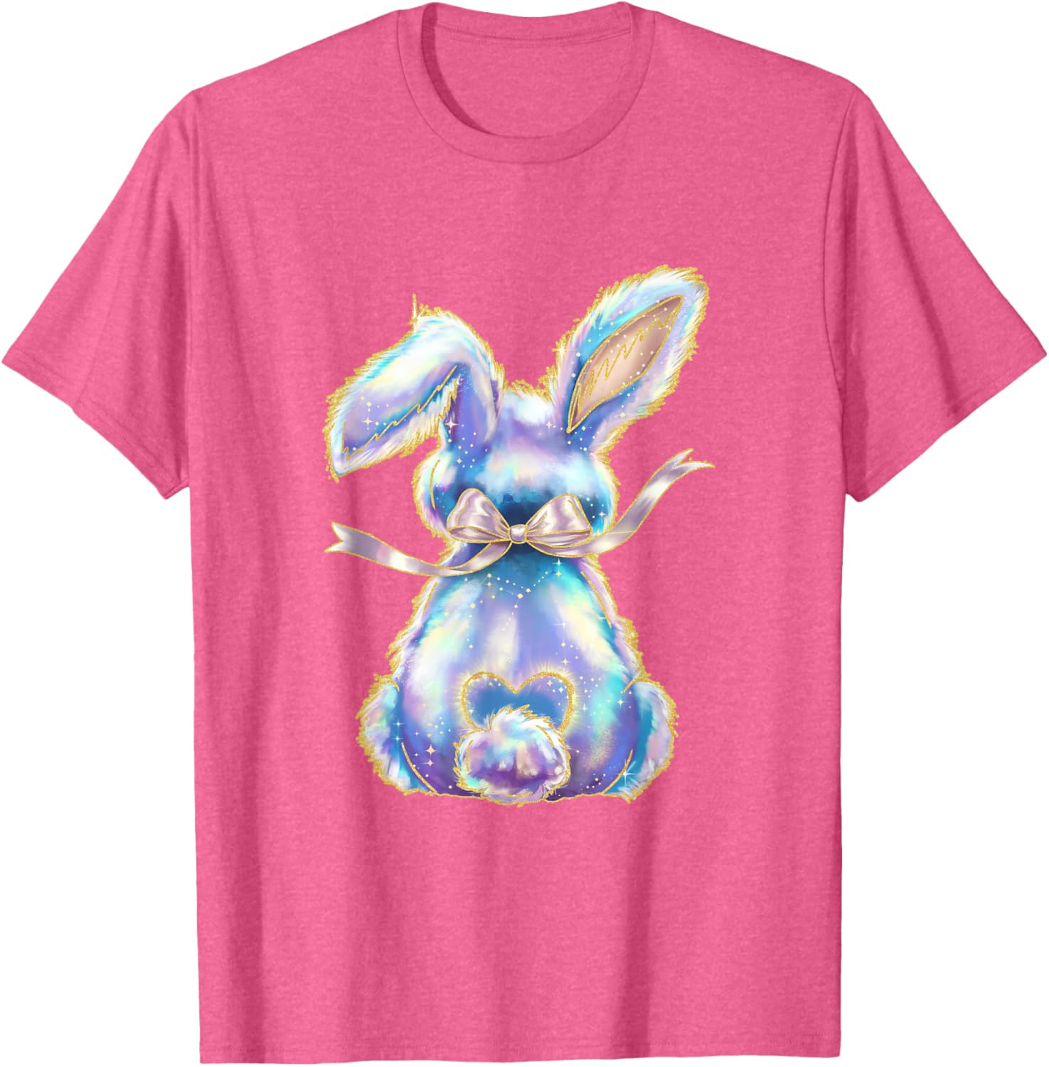 Happy Easter Day Cute Bunny Brushstroke Coquette Bow Girl T-Shirt