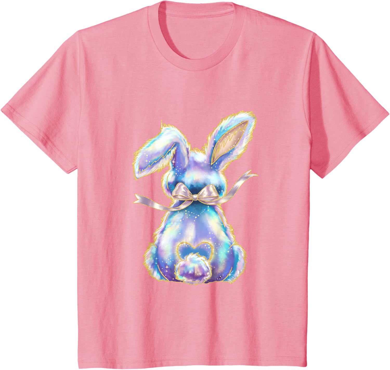 Happy Easter Day Cute Bunny Brushstroke Coquette Bow Girl T-Shirt