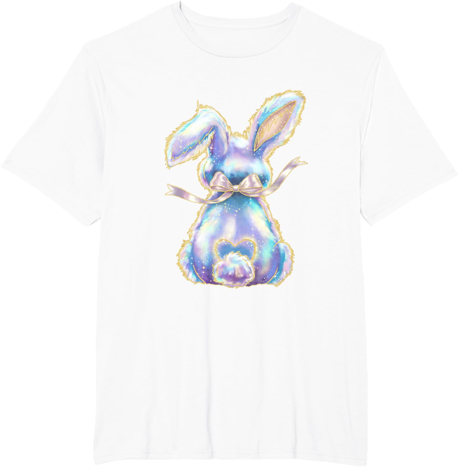 Happy Easter Day Cute Bunny Brushstroke Coquette Bow Girl T-Shirt