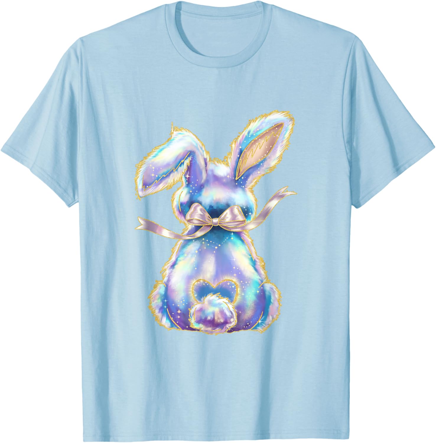 Happy Easter Day Cute Bunny Brushstroke Coquette Bow Girl T-Shirt