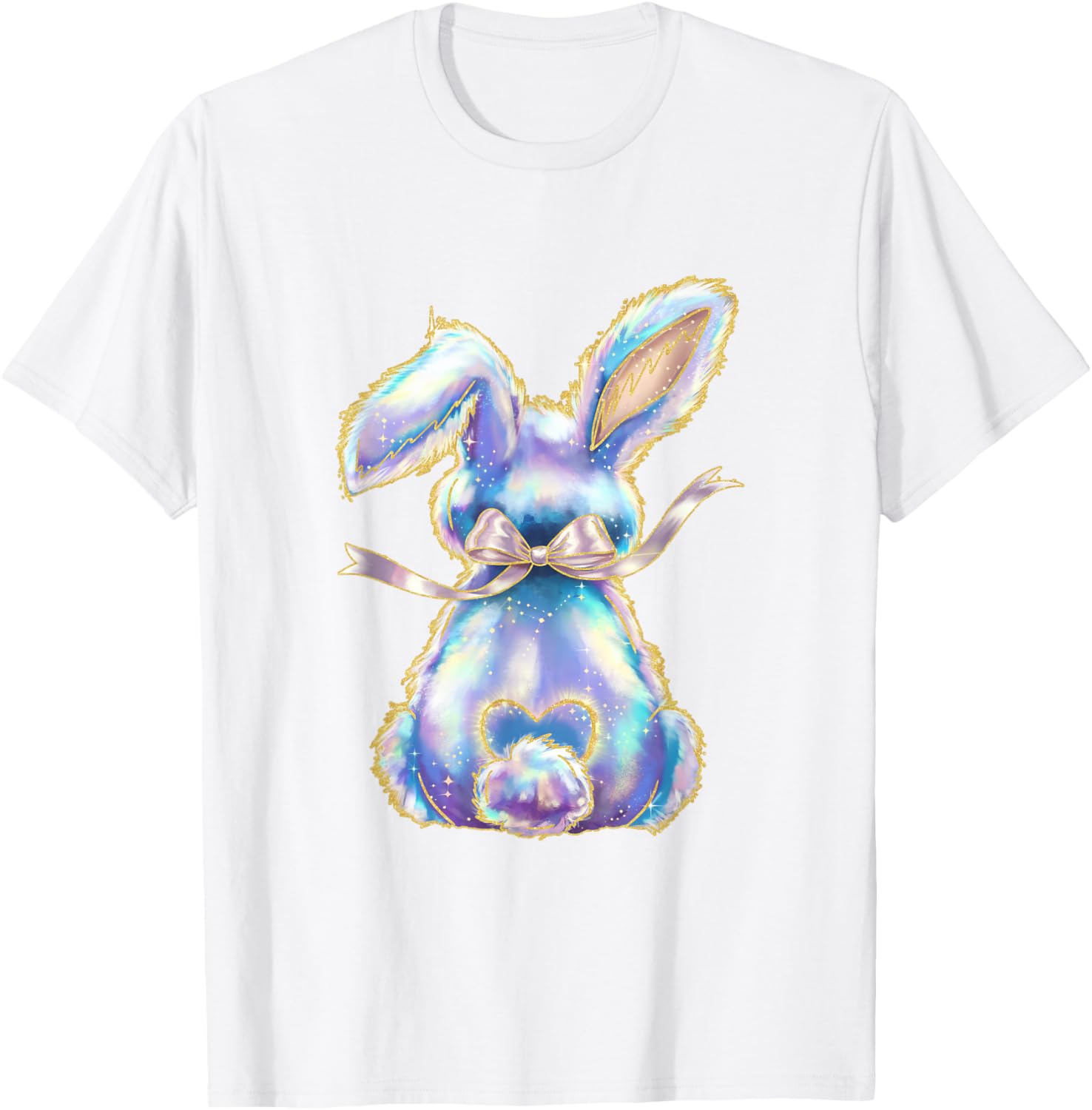 Happy Easter Day Cute Bunny Brushstroke Coquette Bow Girl T-Shirt