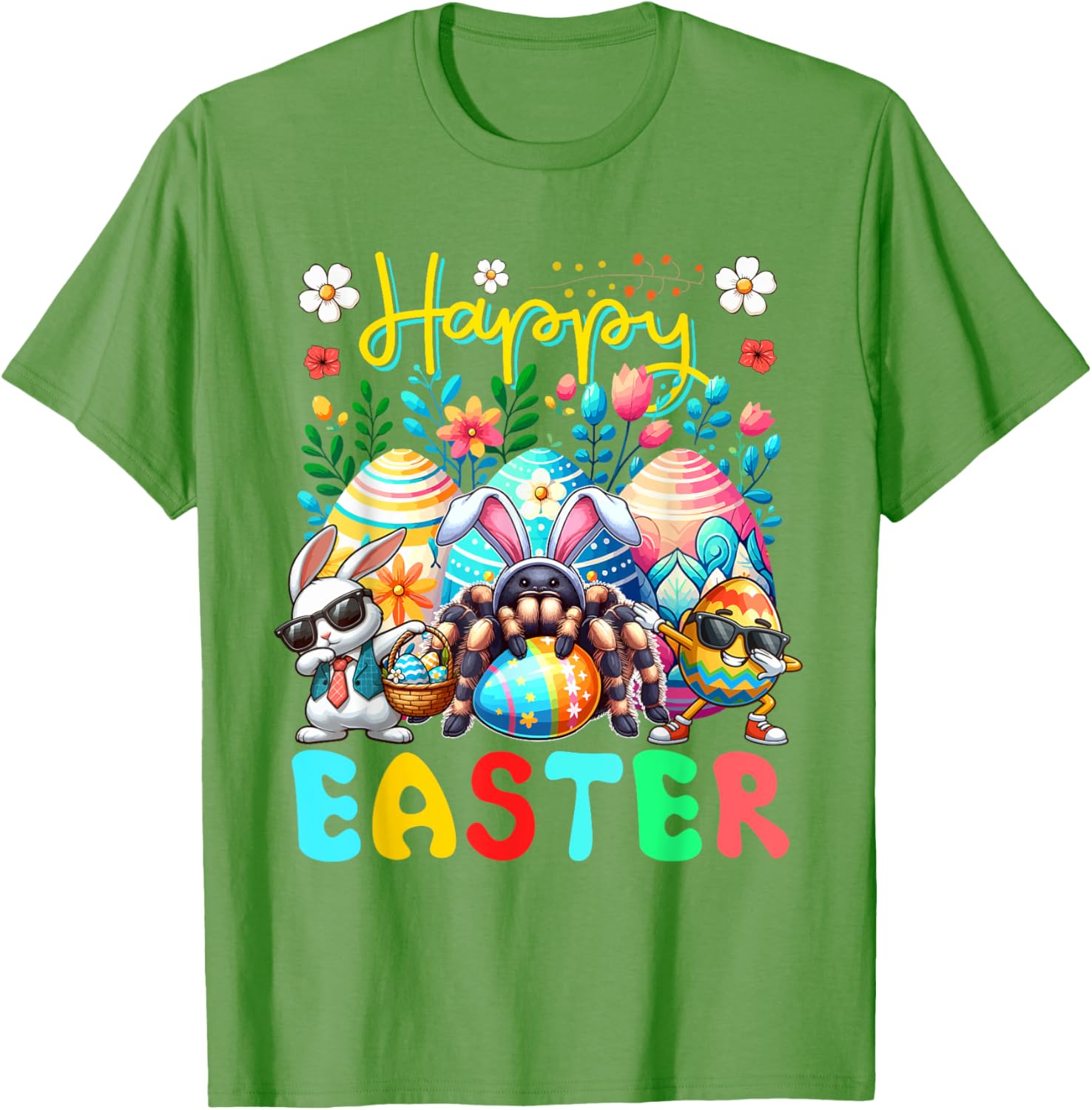 Happy Easter Squad Dabbing Bunny Tarantula Chocolate Eggs T-Shirt