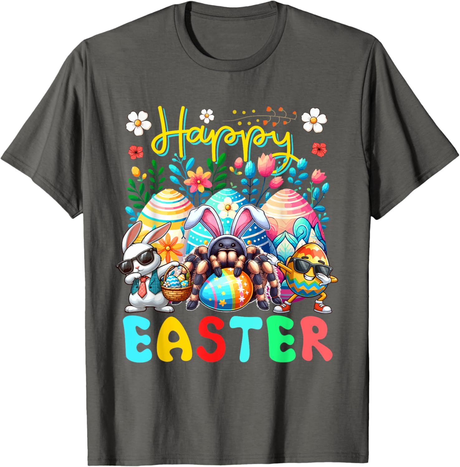 Happy Easter Squad Dabbing Bunny Tarantula Chocolate Eggs T-Shirt