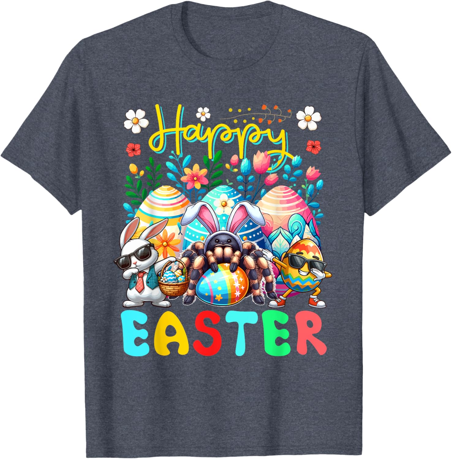 Happy Easter Squad Dabbing Bunny Tarantula Chocolate Eggs T-Shirt