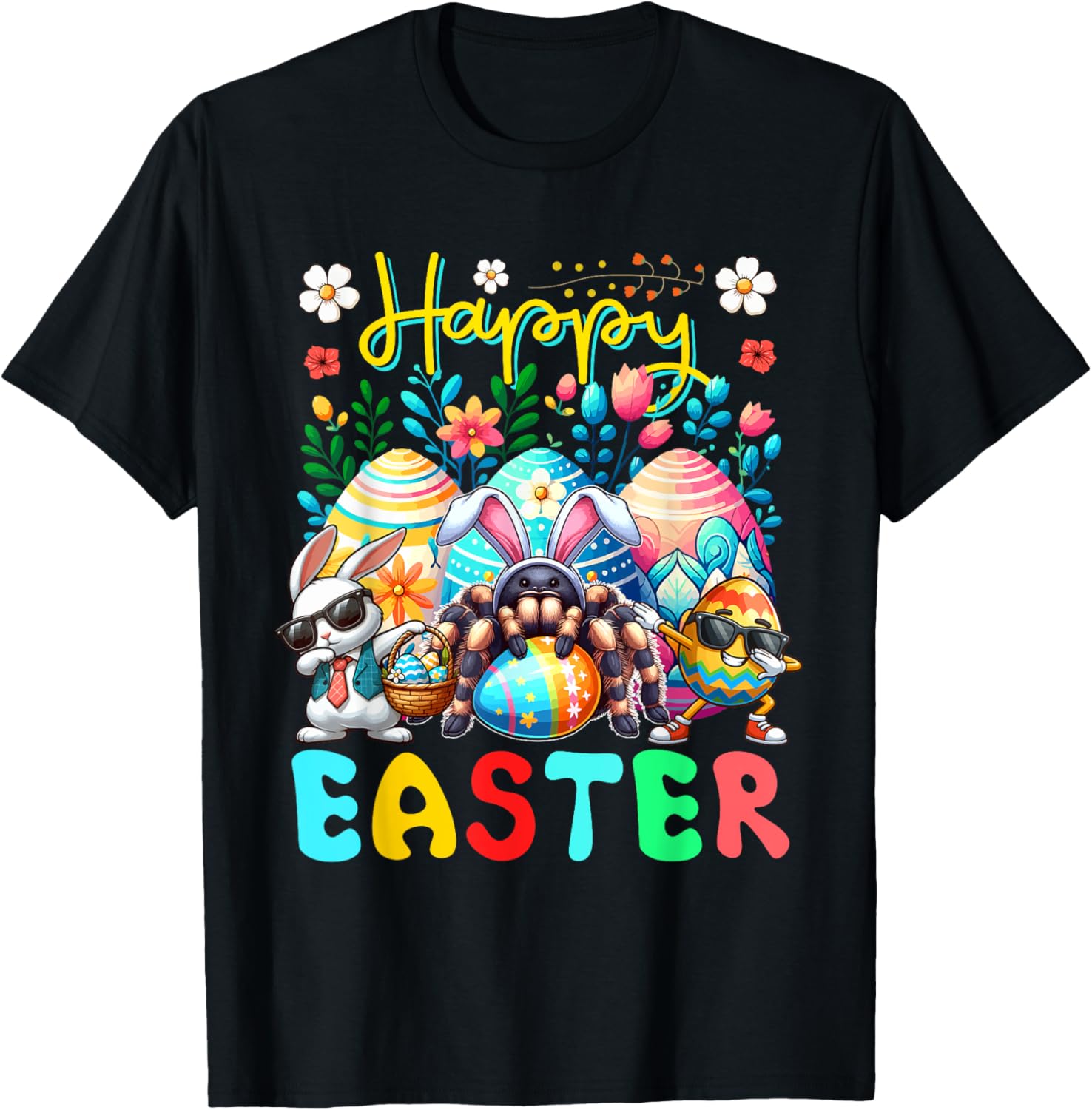 Happy Easter Squad Dabbing Bunny Tarantula Chocolate Eggs T-Shirt