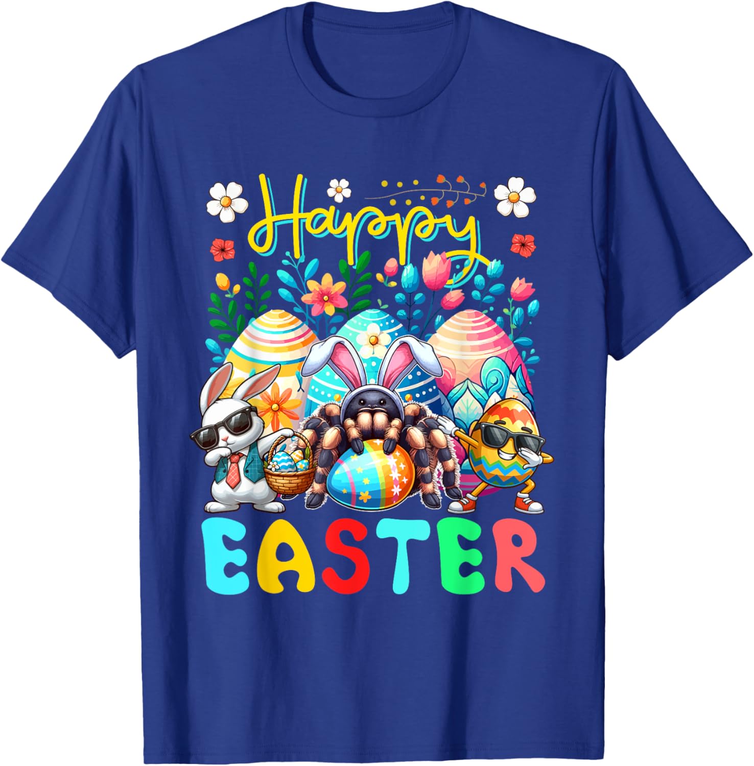 Happy Easter Squad Dabbing Bunny Tarantula Chocolate Eggs T-Shirt