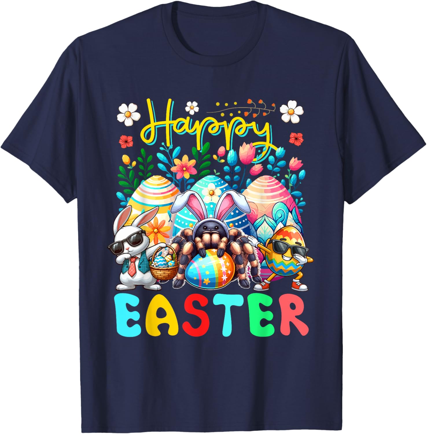 Happy Easter Squad Dabbing Bunny Tarantula Chocolate Eggs T-Shirt