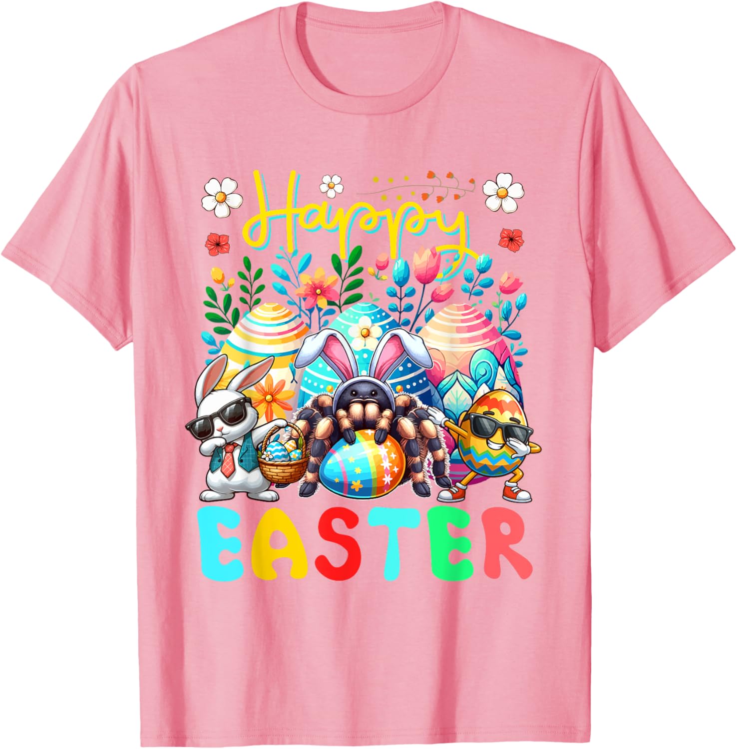 Happy Easter Squad Dabbing Bunny Tarantula Chocolate Eggs T-Shirt