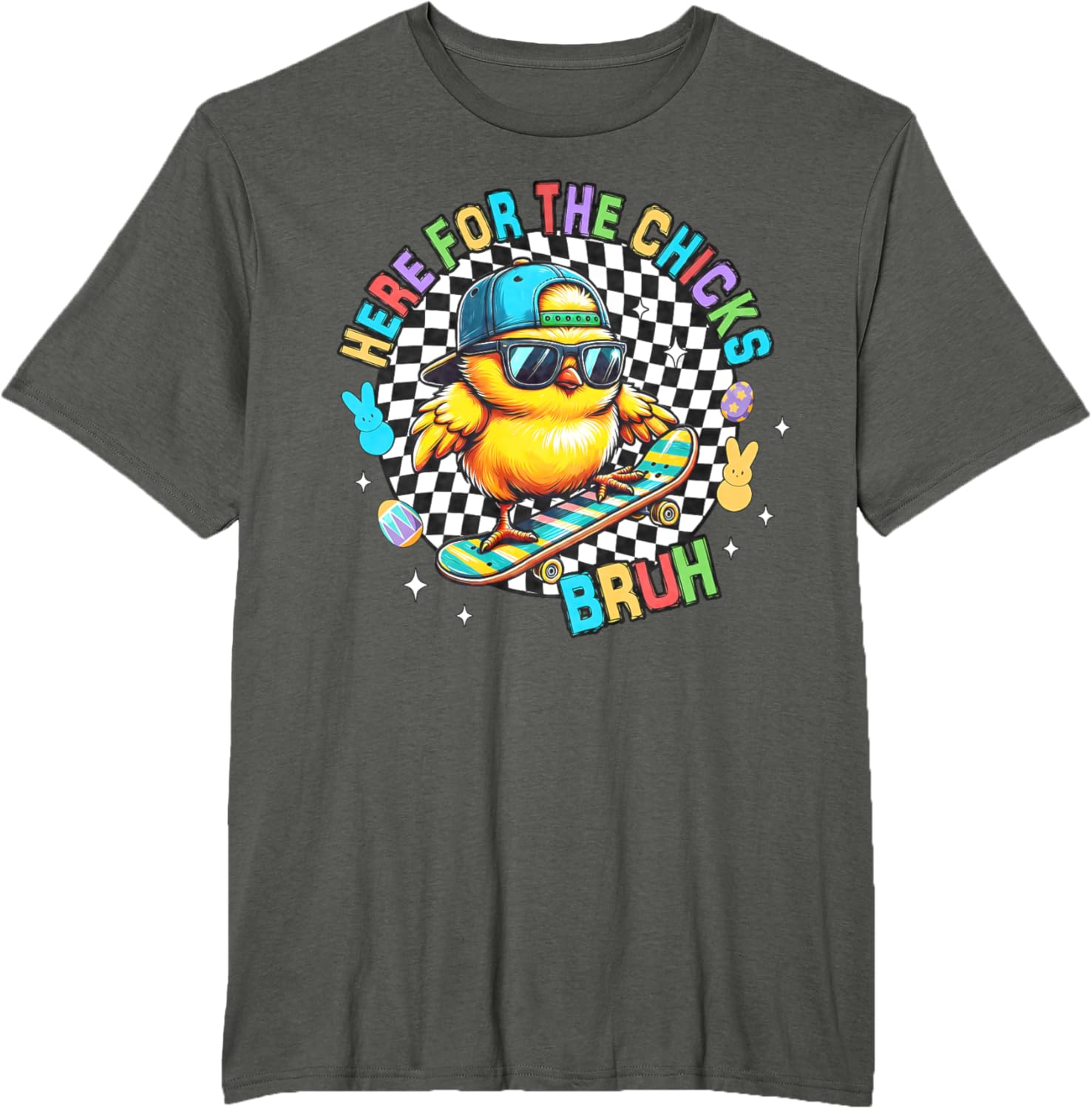 Here For The Chicks Bruh Sunglasses Happy Easter Hunt Eggs T-Shirt