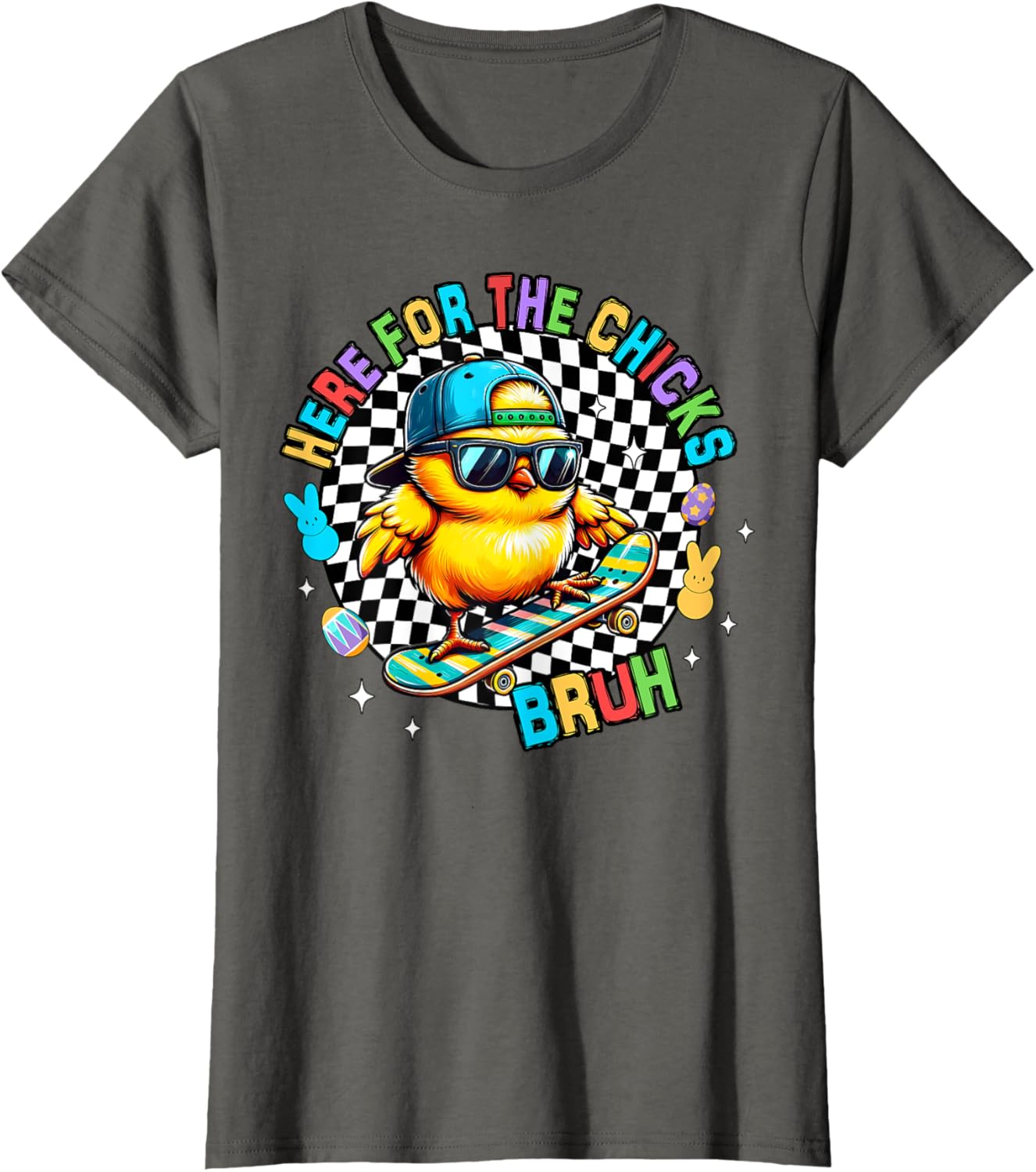 Here For The Chicks Bruh Sunglasses Happy Easter Hunt Eggs T-Shirt