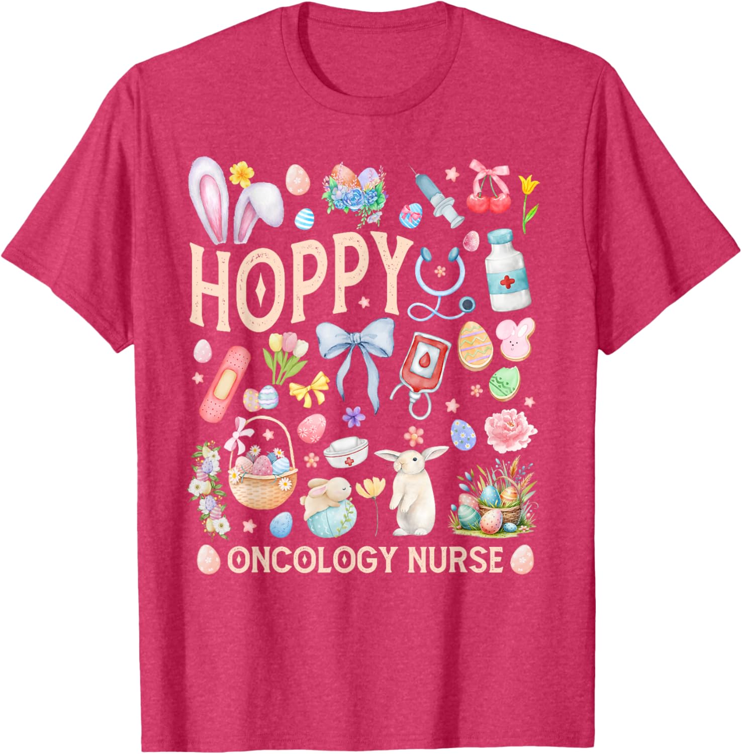 Hoppy Easter Oncology Nurse Bunny Pediatric Hem Onc Chemo T-Shirt