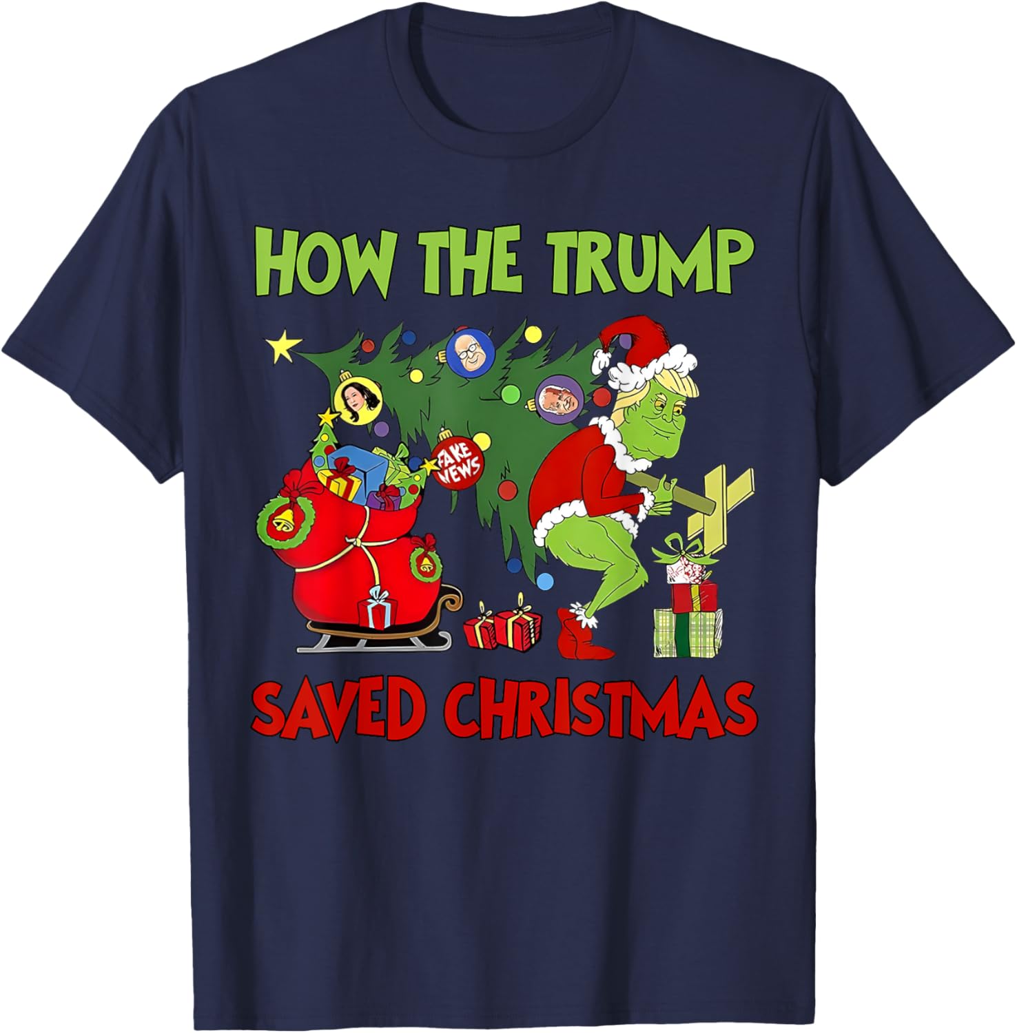 How The Trump Saved Christmas Funny Trump Christmas 2024 T-Shirt