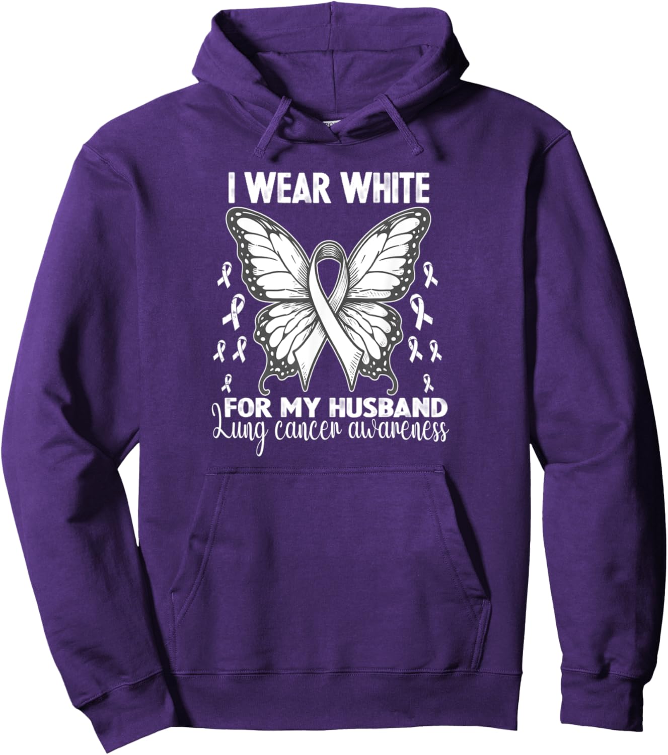 I Wear White For My Husband Lung Cancer Awareness Pullover Hoodie