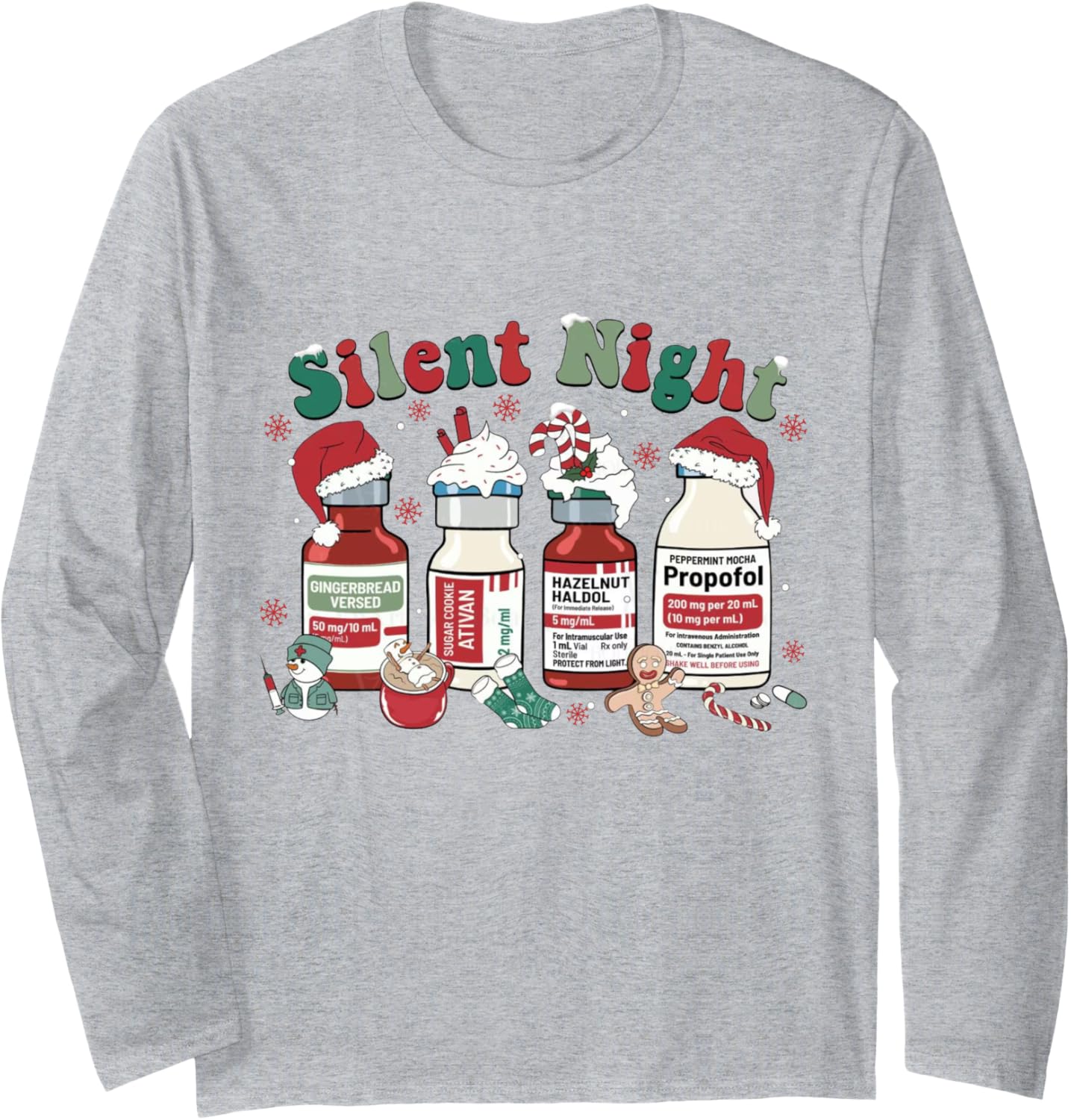 ICU Nurse Christmas Silent Night Long Sleeve T-Shirt