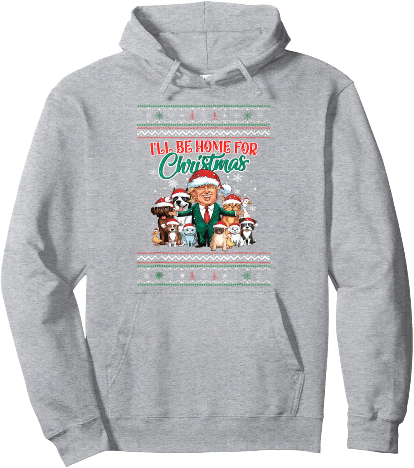 I'll Be Home For Christmas Funny Santa Claus Trump 2024 Pullover Hoodie