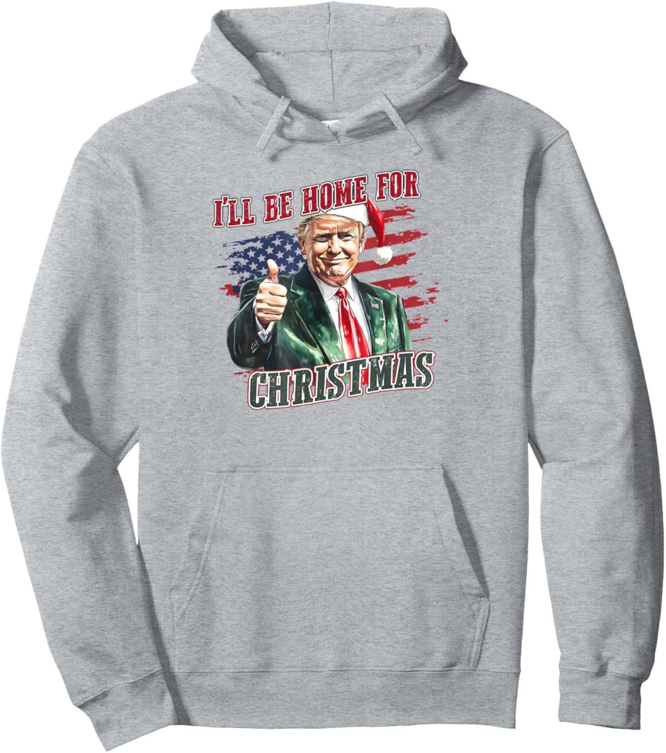 I'll Be Home For Christmas Funny Santa Trump Xmas Pajamas Pullover Hoodie