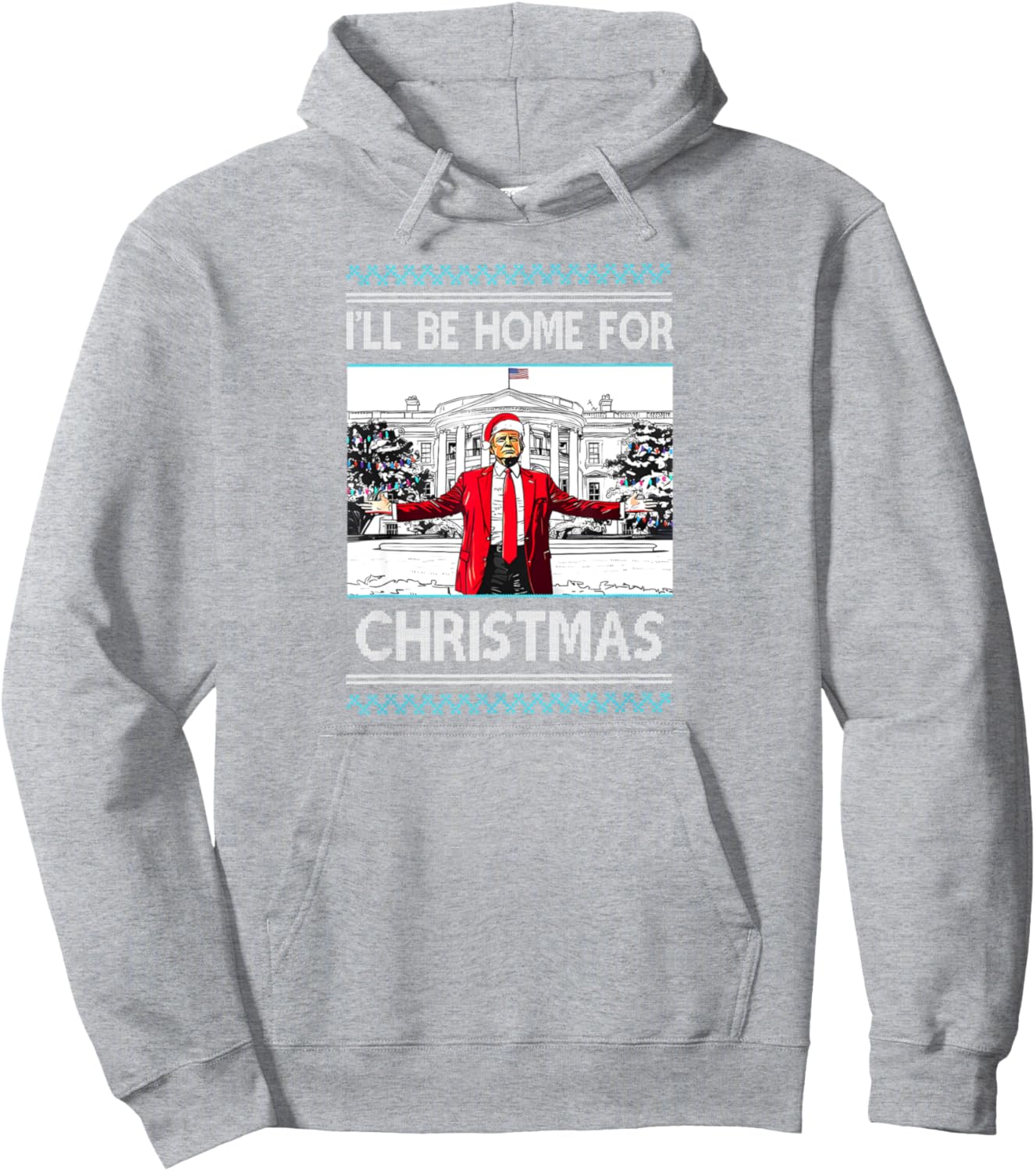 I'll Be Home For Christmas Funny Santa Trump Xmas Pajamas Pullover Hoodie