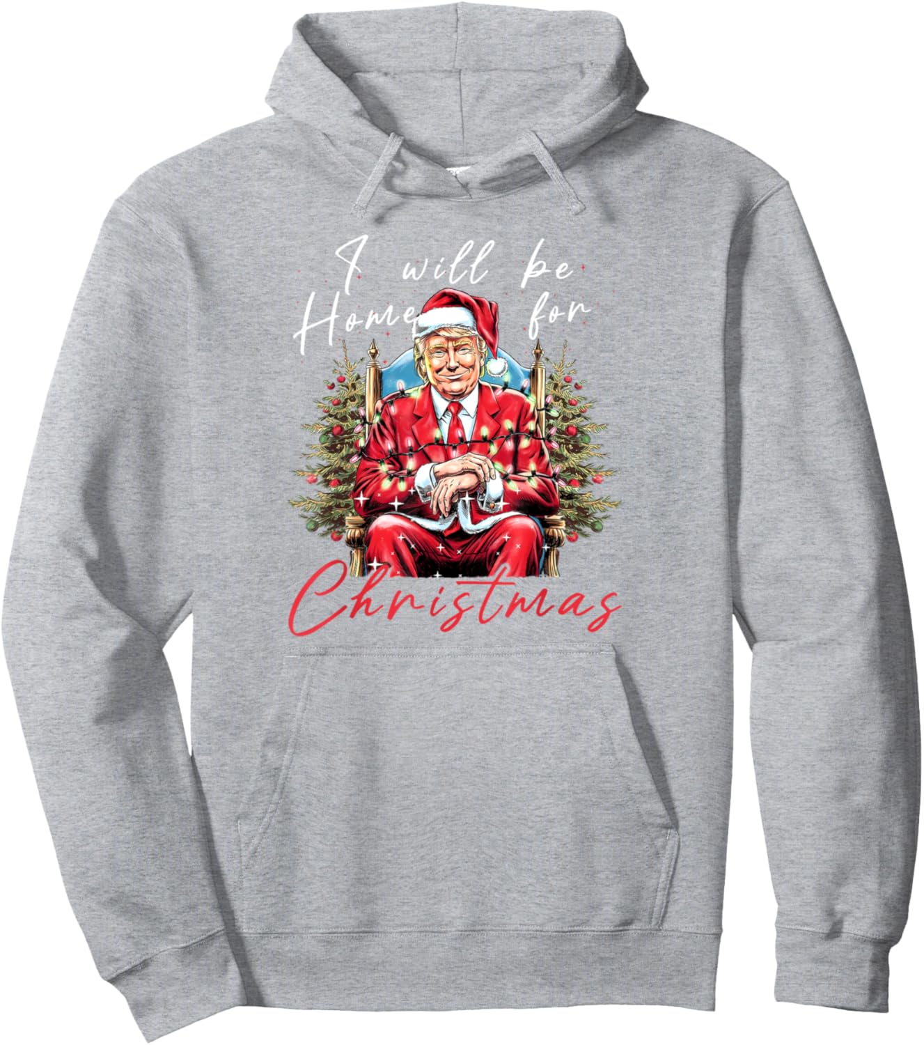 I'll Be Home For Christmas Funny Santa Trump Xmas Pajamas Pullover Hoodie