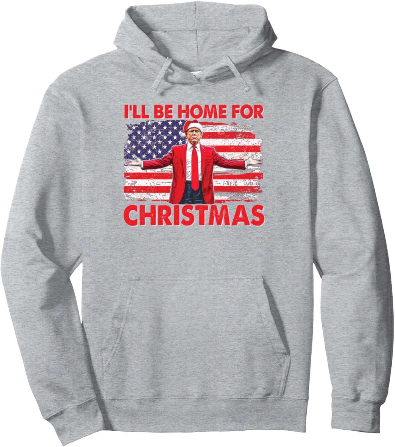 I'll Be Home For Christmas Santa Funny Trump Xmas Pajamas Pullover Hoodie