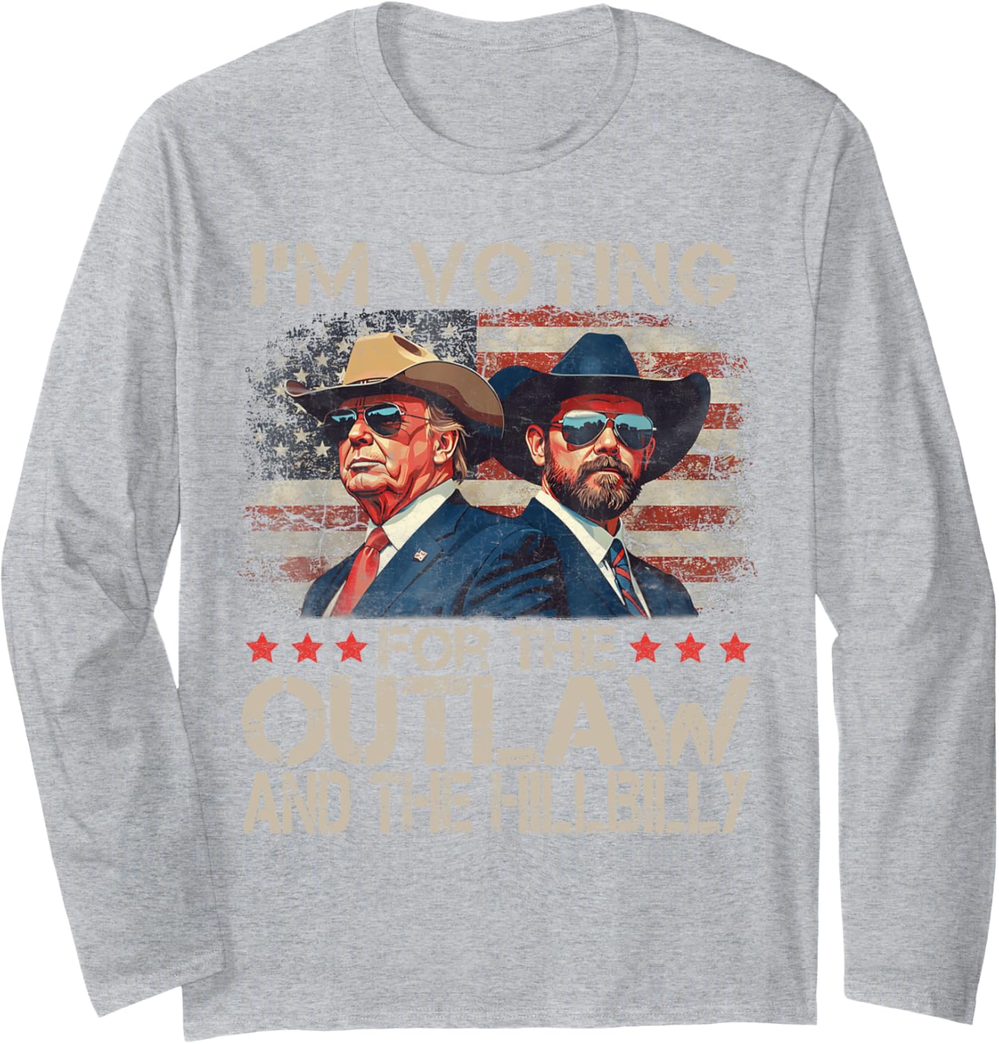 I'm Voting For The Outlaw And The Hillbilly Trump Vance 2024 Long Sleeve T-Shirt