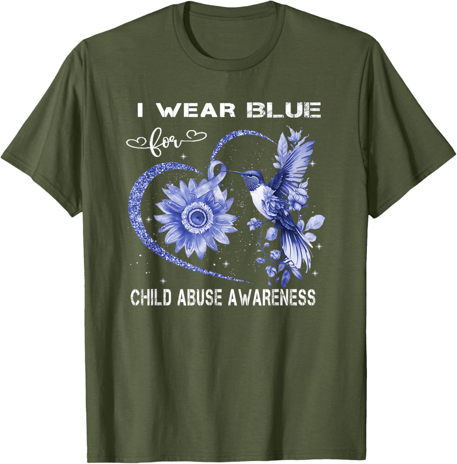 In April We Wear Blue For Child Abuse Awareness Month . T-Shirt