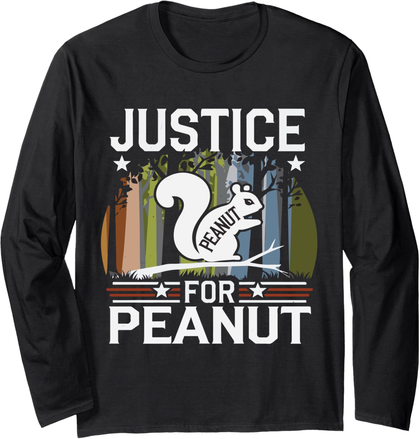 Justice For Peanut The Squirrel vintage retro sunset Long Sleeve T-Shirt