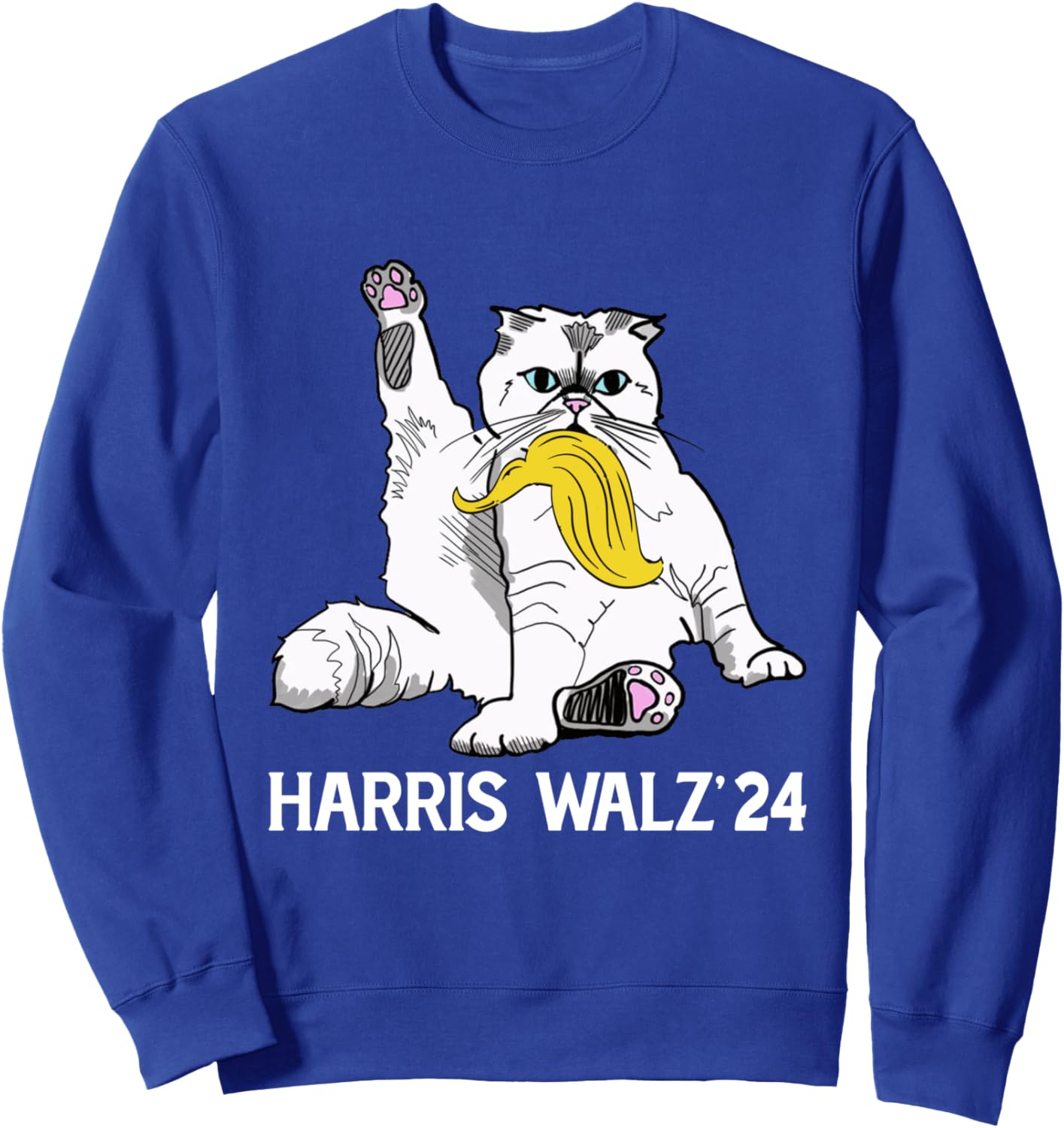 Kamala Harris 2024 Cat Carrying Trump Hair Sarcastic Walz Sweatshirt