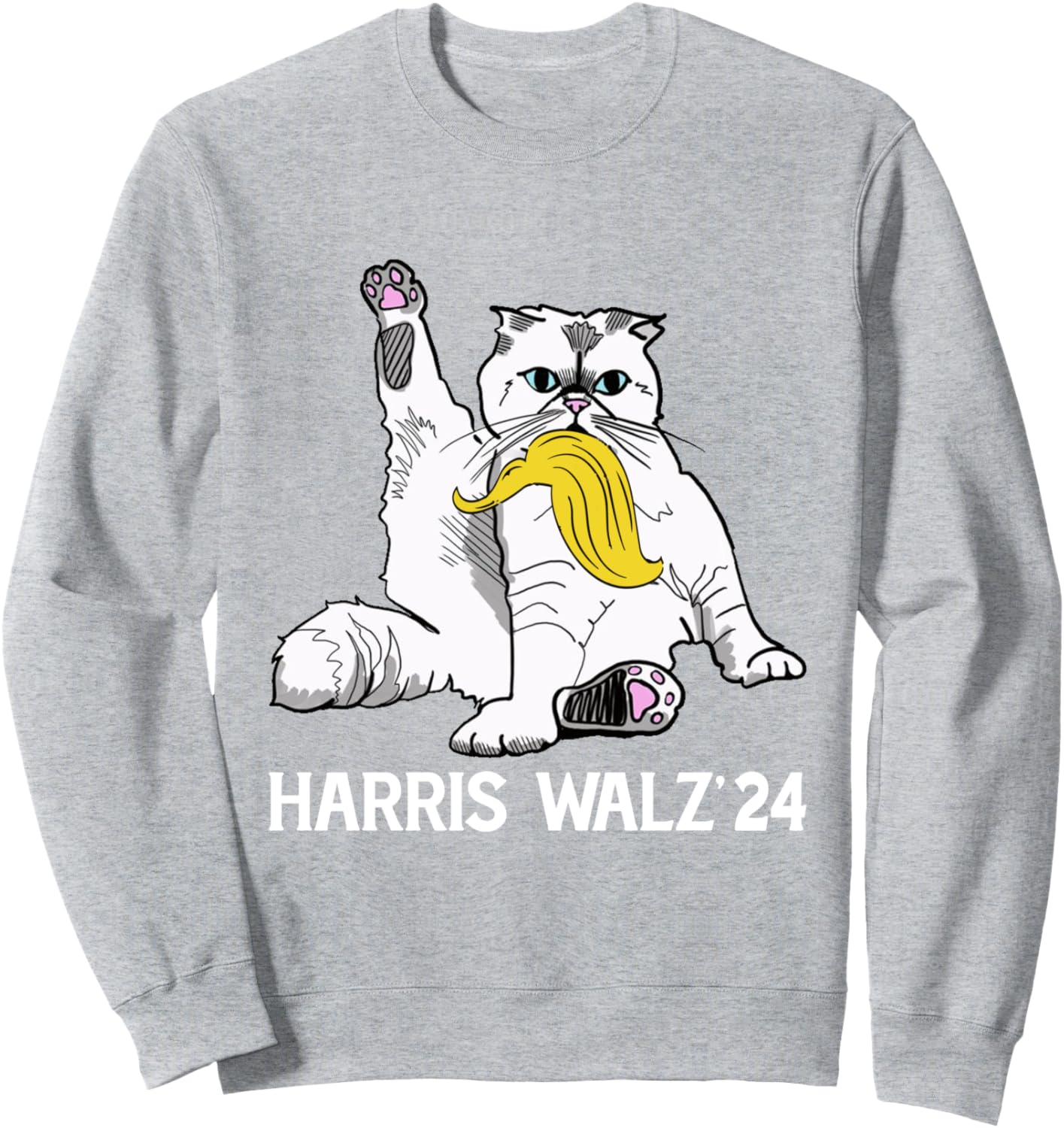 Kamala Harris 2024 Cat Carrying Trump Hair Sarcastic Walz Sweatshirt