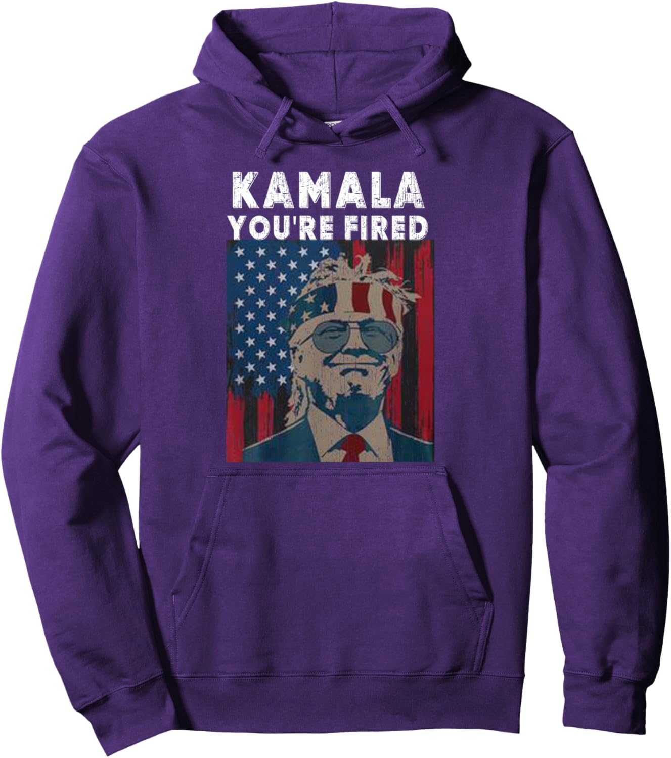 Kamala You're Fired Funny President Trump Kamala US Flag Pullover Hoodie