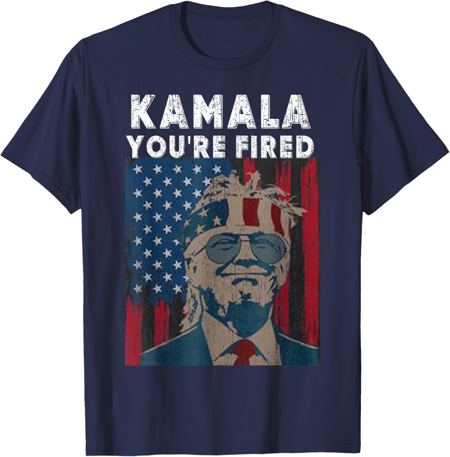 Kamala You're Fired Funny President Trump Kamala US Flag T-Shirt