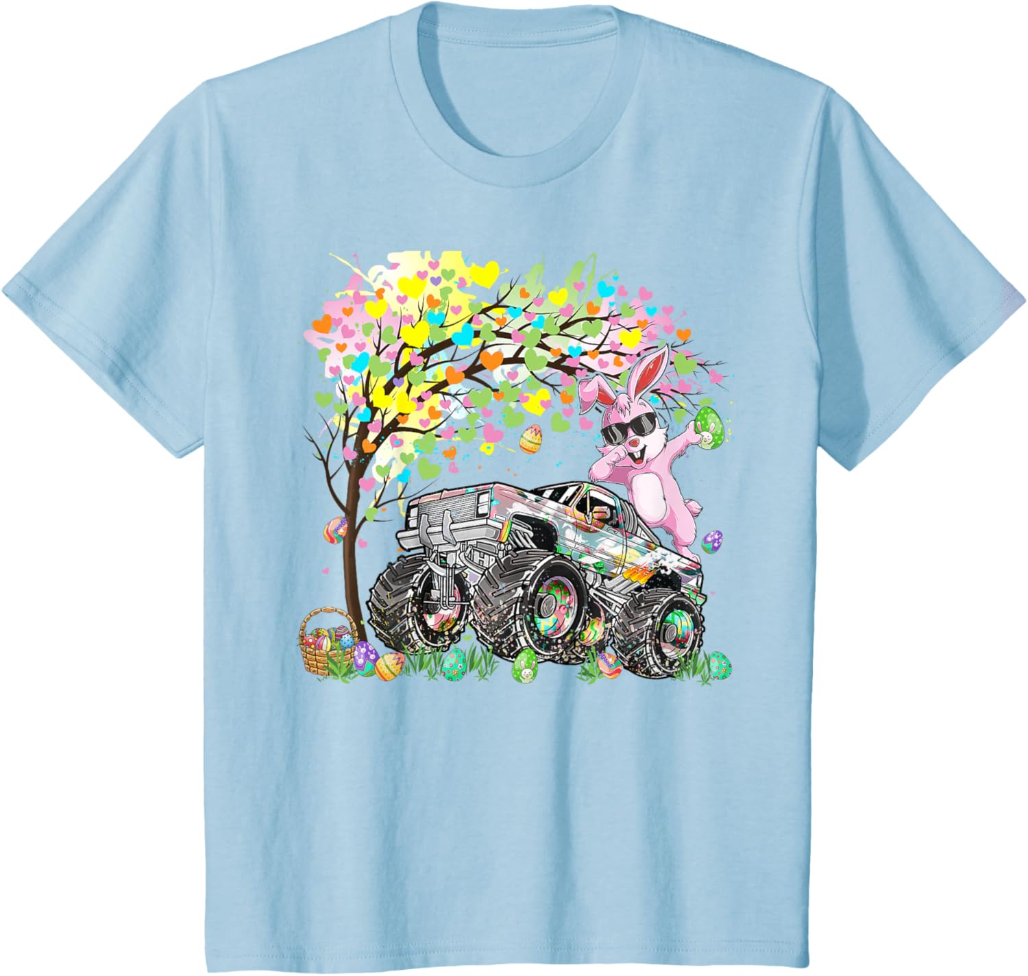 Kids Dabbing Easter Bunny Egg Hunting Monster Truck Lovers Boys T-Shirt