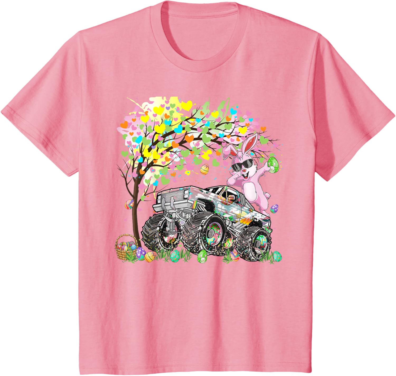 Kids Dabbing Easter Bunny Egg Hunting Monster Truck Lovers Boys T-Shirt