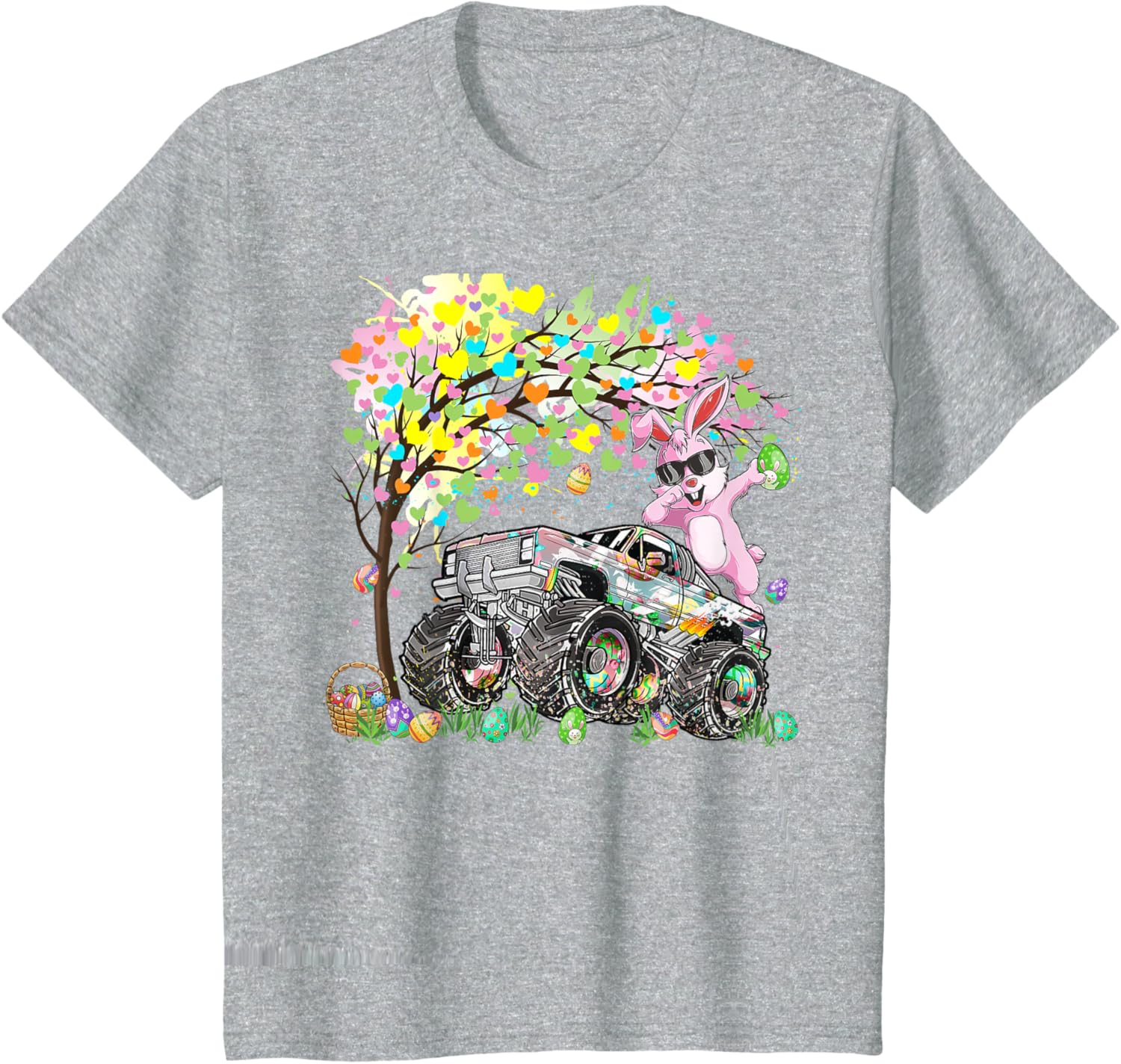 Kids Dabbing Easter Bunny Egg Hunting Monster Truck Lovers Boys T-Shirt