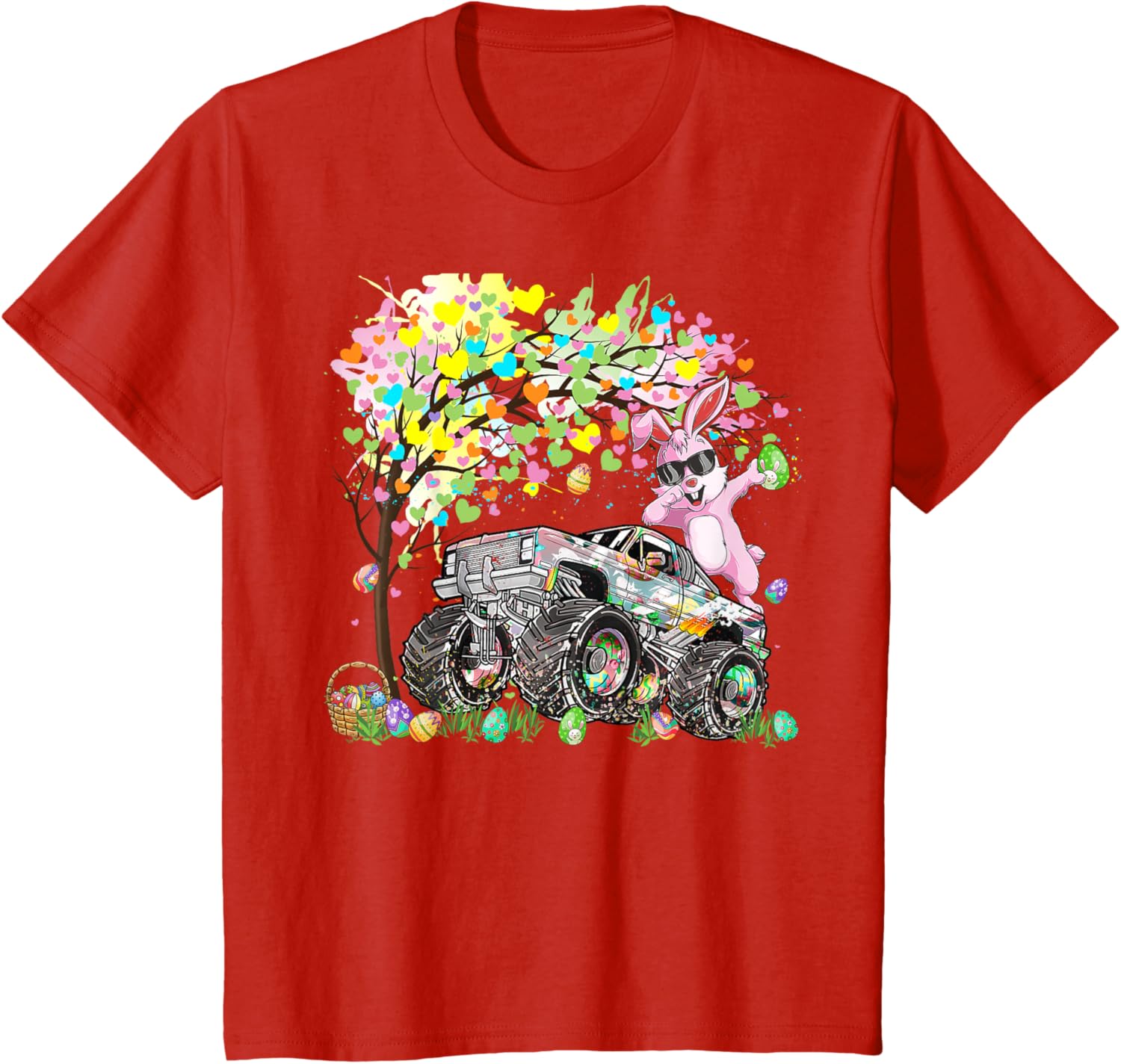 Kids Dabbing Easter Bunny Egg Hunting Monster Truck Lovers Boys T-Shirt